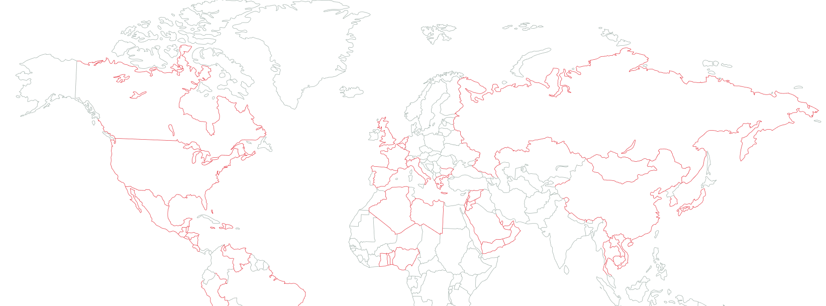 World map highlighting in red the countries where Montel has installations. 